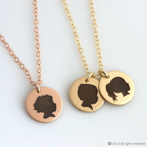 Silhouette Necklace Child Silhouette Custom Children's Silhouette Portrait Jewelry Keepsake Mom Neck | Etsy (US)