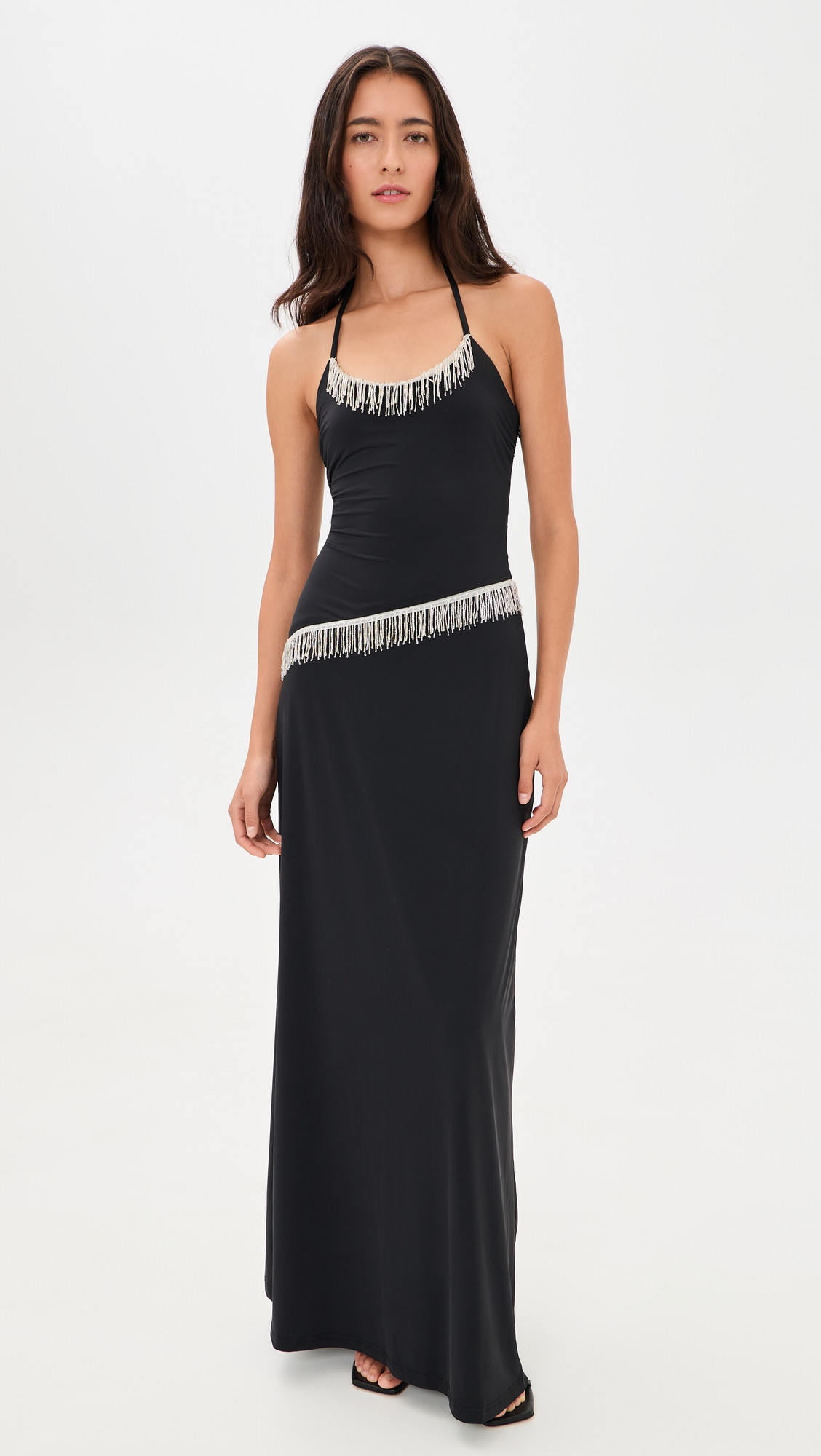 Runaway the Label Manon Halter Beaded Maxi Dress Black S | Shopbop