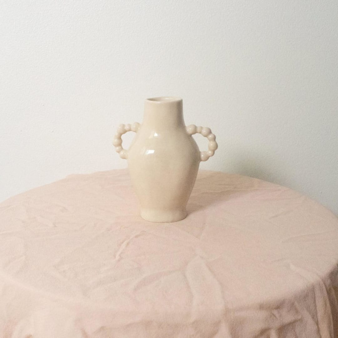 Cream Beaded Bud Vase | Minted