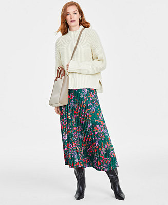 Women's Mock-Neck Sweater, Colorblock Crossbody, Midi Skirt, & Stovepipe Boots, Created for Macy'... | Macy's