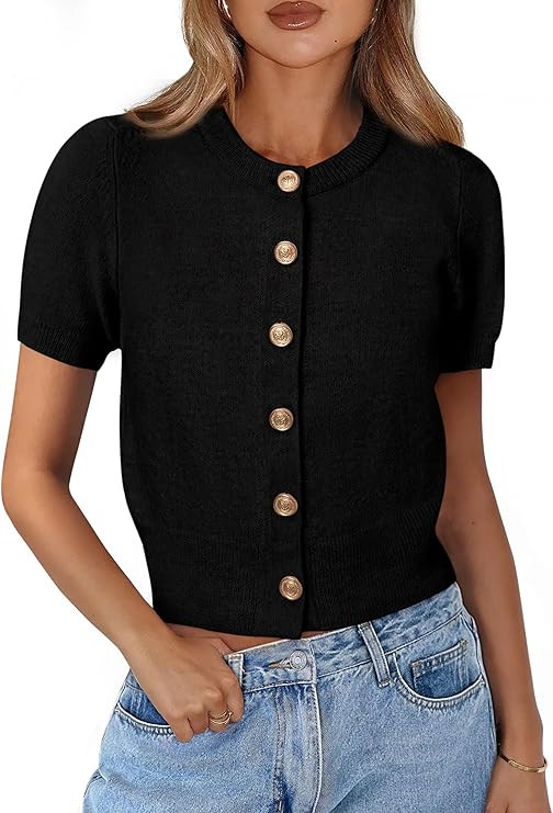 PRETTYGARDEN Womens Casual Summer Short Sleeve Cardigans 2026 Button Down Knitted Sweater Basic C... | Amazon (US)