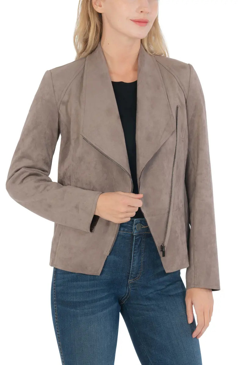 Carina Faux Suede Drape Moto Jacket | Nordstrom | Nordstrom