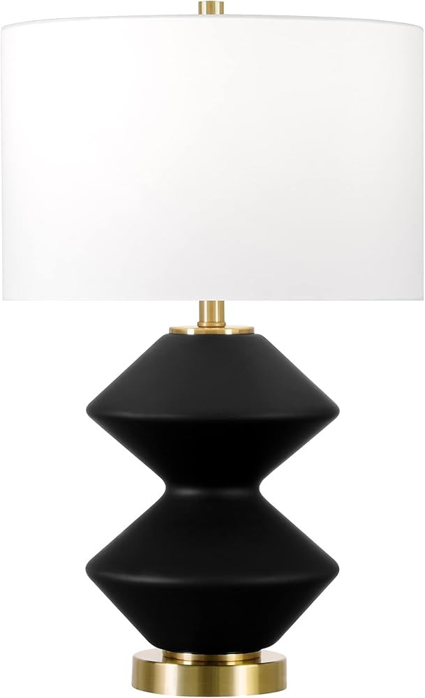 Henn&Hart 22.75" Tall Double Gourd Lamp with Fabric Shade in Matte Black/Brass, for Home, Living ... | Amazon (US)