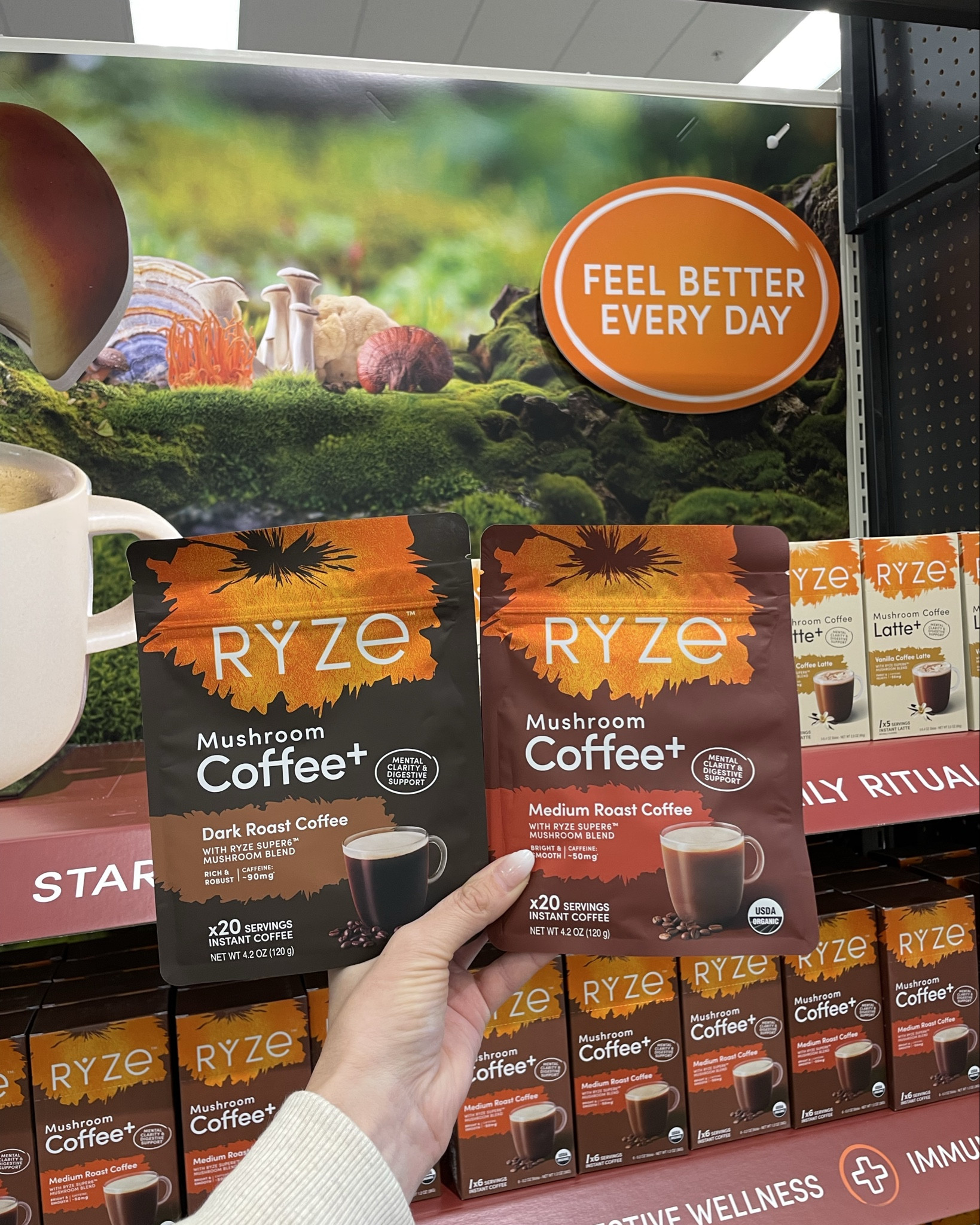 Big news! @ryzesuperfoods is now available @target #ad This better for you coffee option contains a SUPER6™️ Mushroom Blend for sustained energy, mental clarity, improved digestion, and mood support. Plus it contains zero added sugars and is so easy to make. Creamy, delicious, and packed with immune supporting goodness. This is officially my to-go Target find when I want my coffee to do more. Look for @ryzesuperfoods on your next target run or comment RYZE now for a direct link to shop now. 

#target #ryzeattarget #targetfinds #ryzepartner 

#LTKHome #LTKSeasonal #LTKfoodie