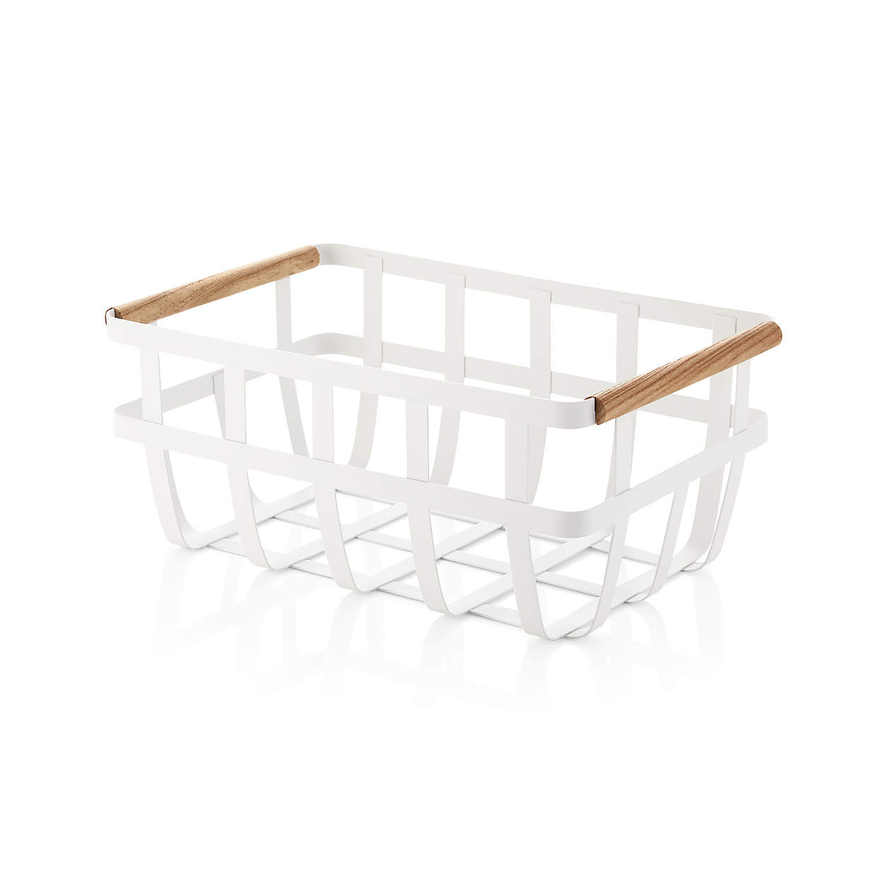 Yamazaki Tosca White Dual-Handle Storage Basket + Reviews | Crate & Barrel | Crate & Barrel