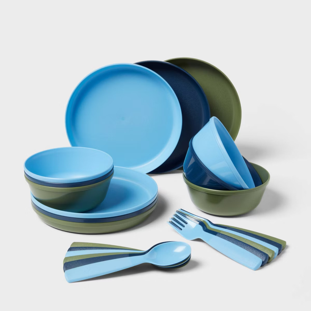 Kids' 24pc Plastic Dinnerware Serving Set Cool Color - Pillowfort™ | Target