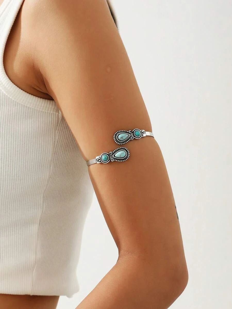 1pc Fashion Zinc Alloy Turquoise Decor Arm Cuff For Women For Daily Decoration | SHEIN