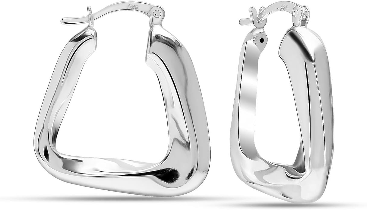LeCalla 925 Sterling Silver Chunky Hoop Earrings | Lightweight Classic Handmade Electroform Hollo... | Amazon (US)