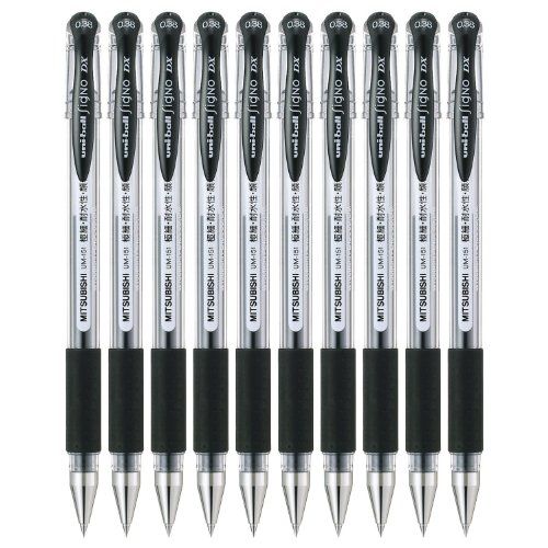 Uni-ball Signo Dx Um-151 Gel Ink Pen - 0.38 Mm - 10 Pcs - Black - by Uni Mitsubishi Pencil Company | Amazon (US)