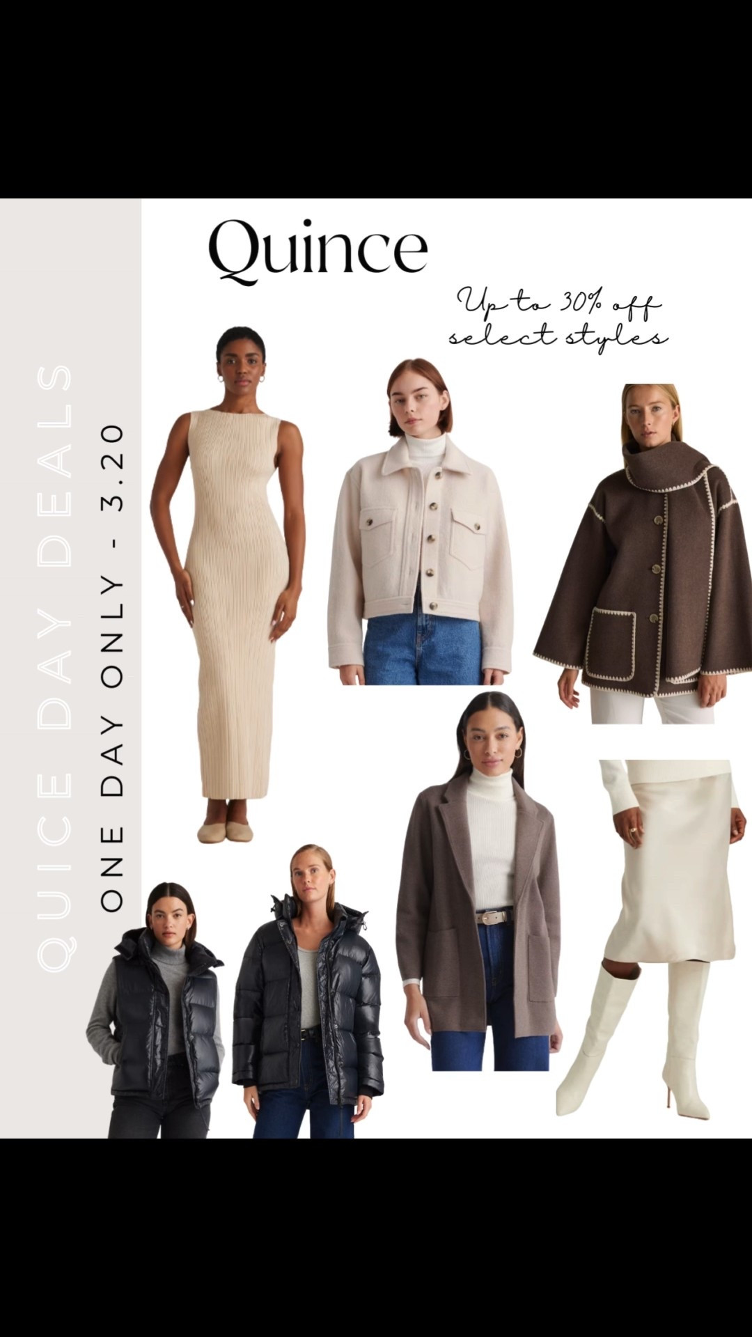 Quince Day Deals - Up to 30% off today only!

Quince sale, quince women’s style, quince women’s sale, women’s capsule wardrobe, women’s capsule style, quince silk skirt, quince dress, quince jackets, quince vest, quince purse, women’s capsule wardrobe outfits, capsule wardrobe aesthetic, everyday essentials, everyday fashion essentials, everyday fashion must haves, everyday fashion staples 

#LTKFindsUnder100 #LTKSaleAlert #LTKStyleTip
