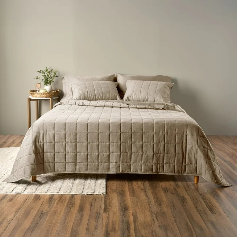 Allswell Cotton Linen Blend Quilt Set, Cream Glaze, King/California King - Walmart.com | Walmart (US)