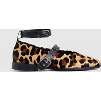 Women's Vega Studded Ballerina Flats, Leopard, Black, Leather, Size UK 6, Saint + Sofia | Saint + Sofia