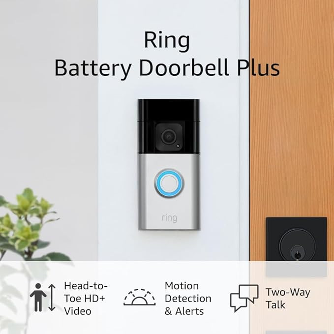 Ring Battery Doorbell Plus (newest model), Home or business security, Head-to-Toe HD+ Video, moti... | Amazon (US)