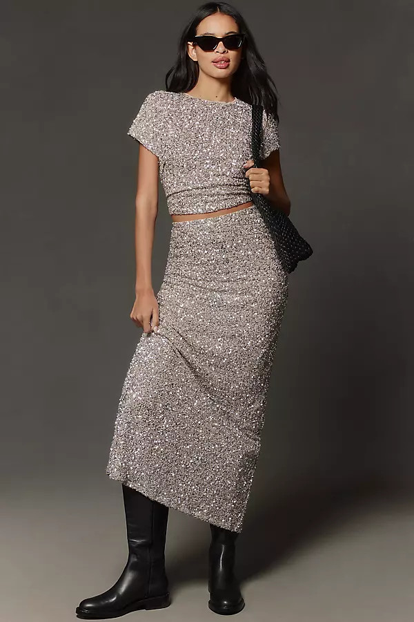 The Tilda Maxi Slip Skirt: Sequin Edition | Anthropologie (US)