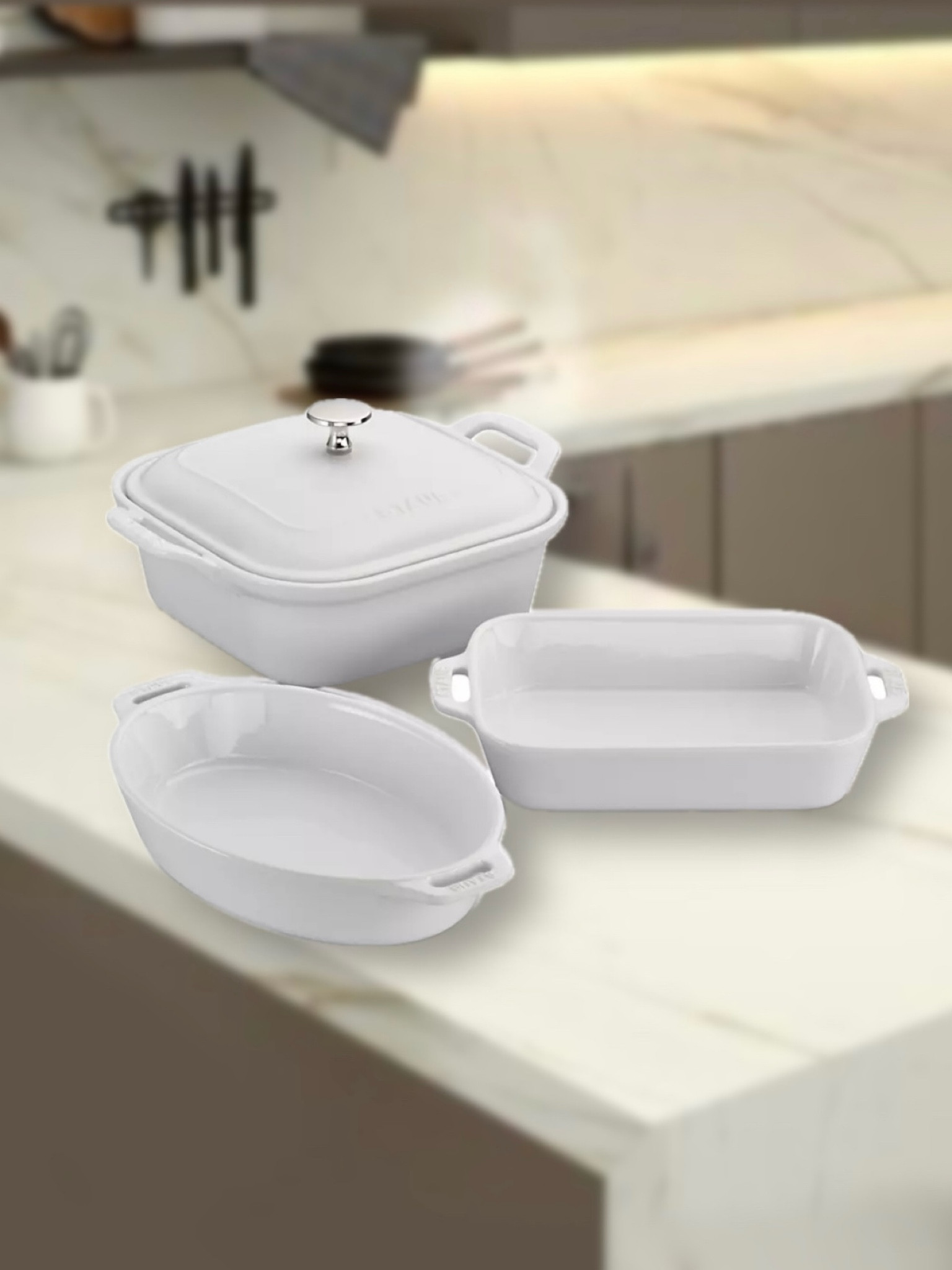 STAUB set of three durable Stoneware baking dishes with a vibrant glass porcelain finish — resistant to thermal shock, scratching and staining 🤍

#LTKhome #LTKSpringSale #LTKfamily