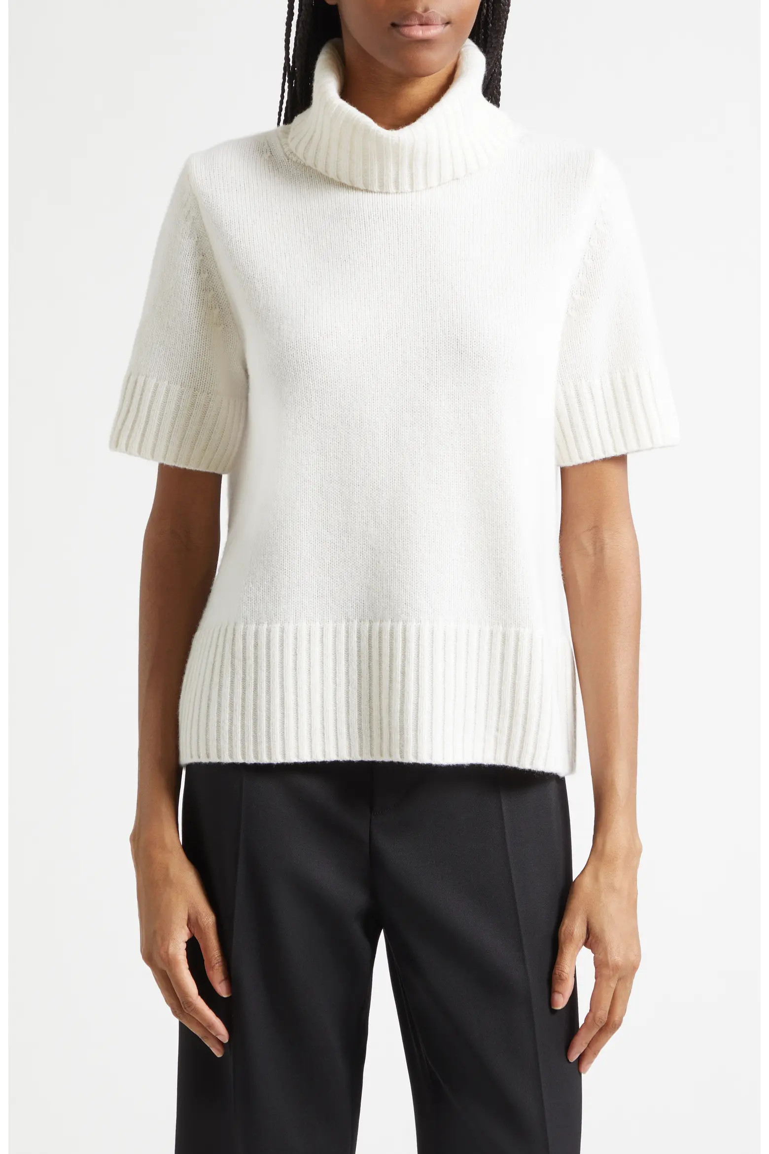 Elena Short Sleeve Cashmere Turtleneck Sweater (Women) | Nordstrom | Nordstrom