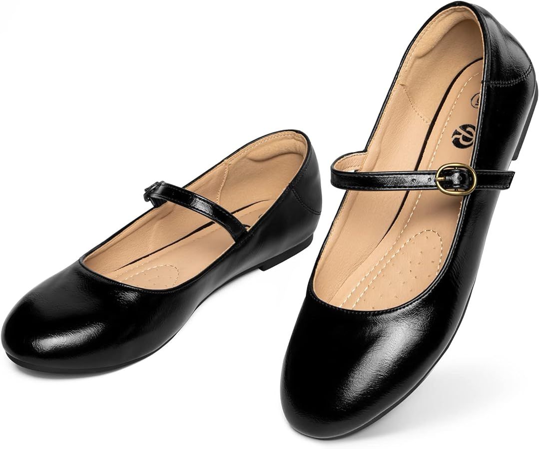 Rekayla Mary Jane Flats Shoes Women Dressy Comfortable Round Toe Slip on Ballet Flat | Amazon (US)
