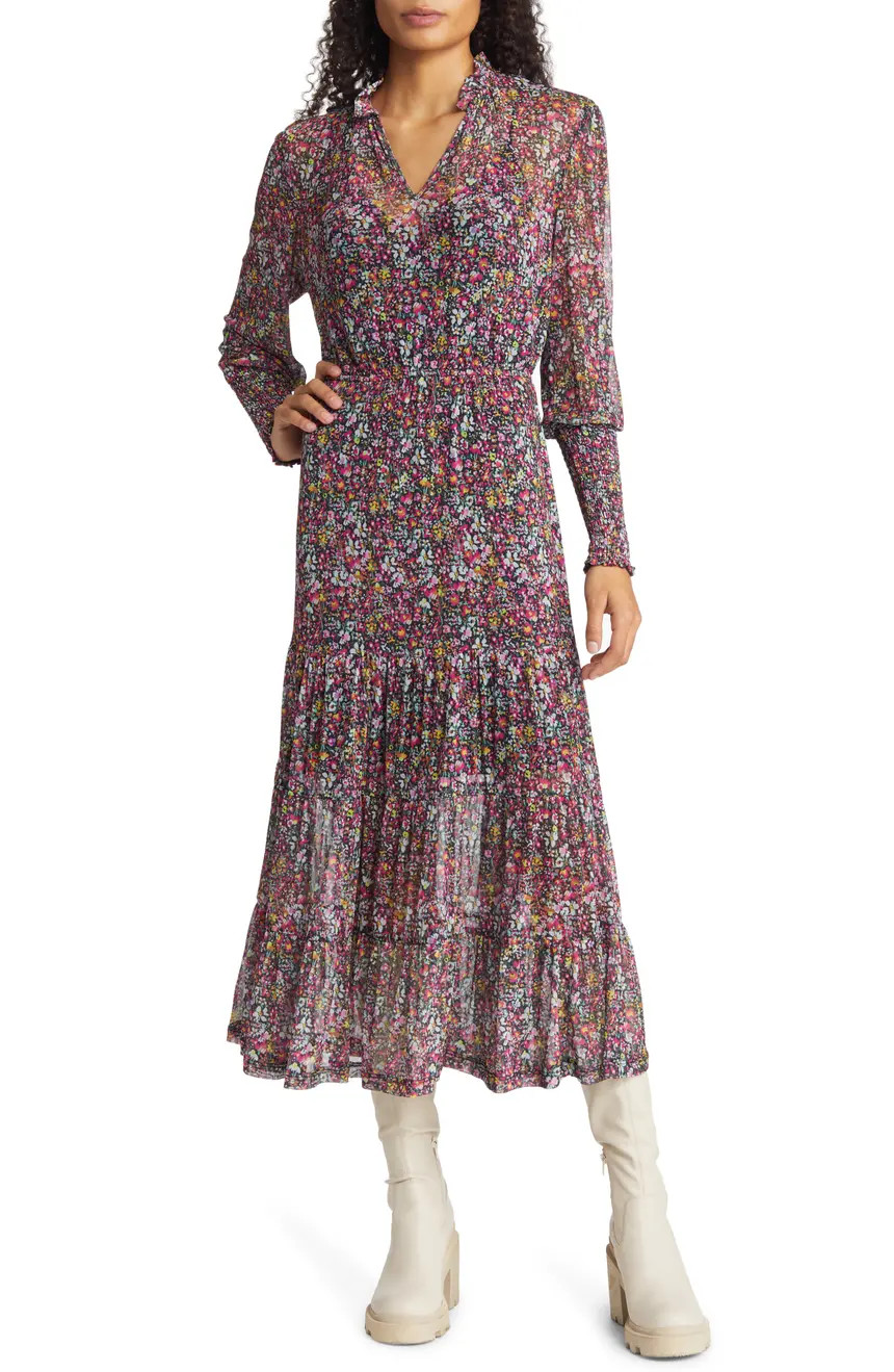Steve Madden Floral Tiered Long Sleeve Midi Dress | Nordstrom | Nordstrom