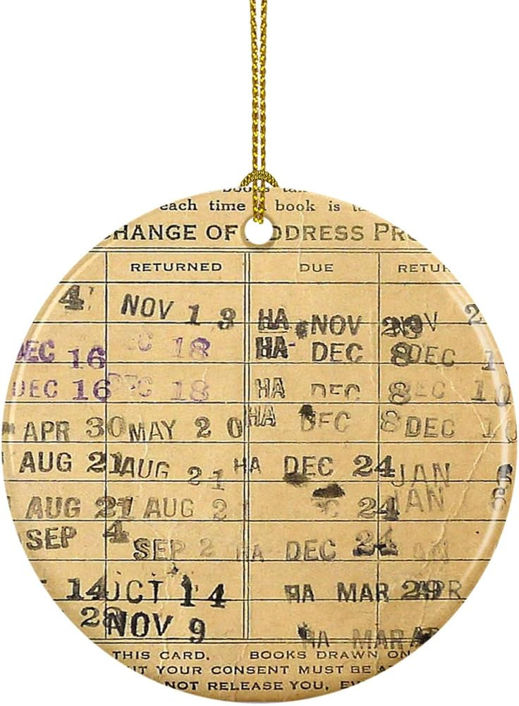 Delicious Accessories Vintage Reproduction Stamped Library Due Date Card Christmas Tree Ornament ... | Amazon (US)