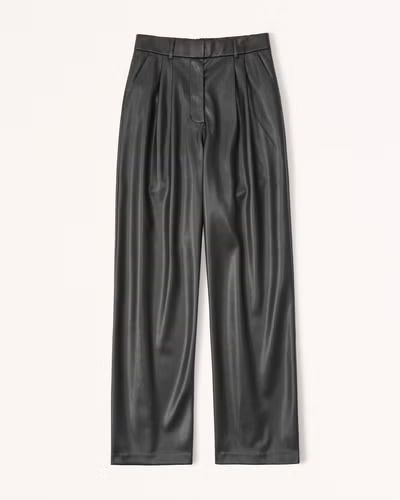 Tailored Vegan Leather Wide Leg Pant | Abercrombie & Fitch (US)