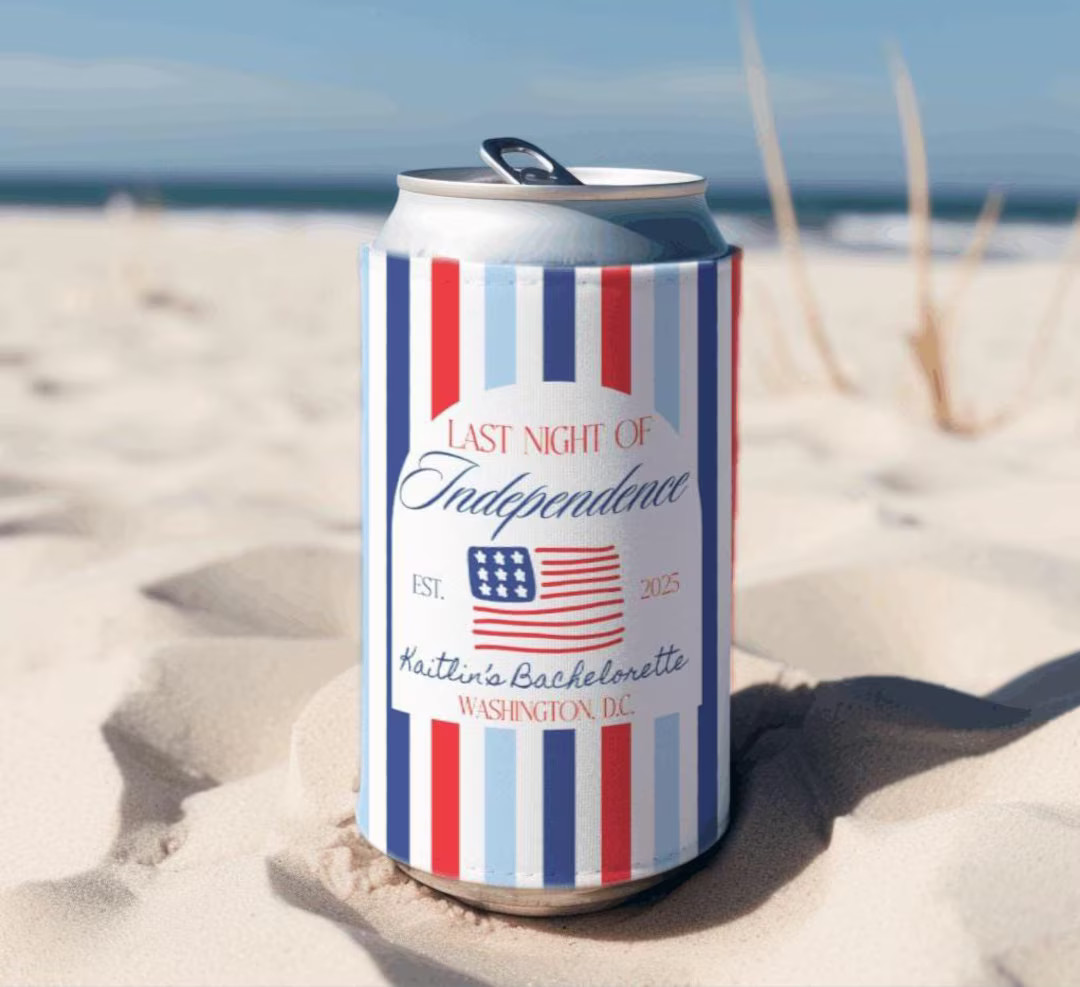 Last Night of Independence Bachelorette Favors, Washington DC Bachelorette Can Cooler, Star Spang... | Etsy (US)