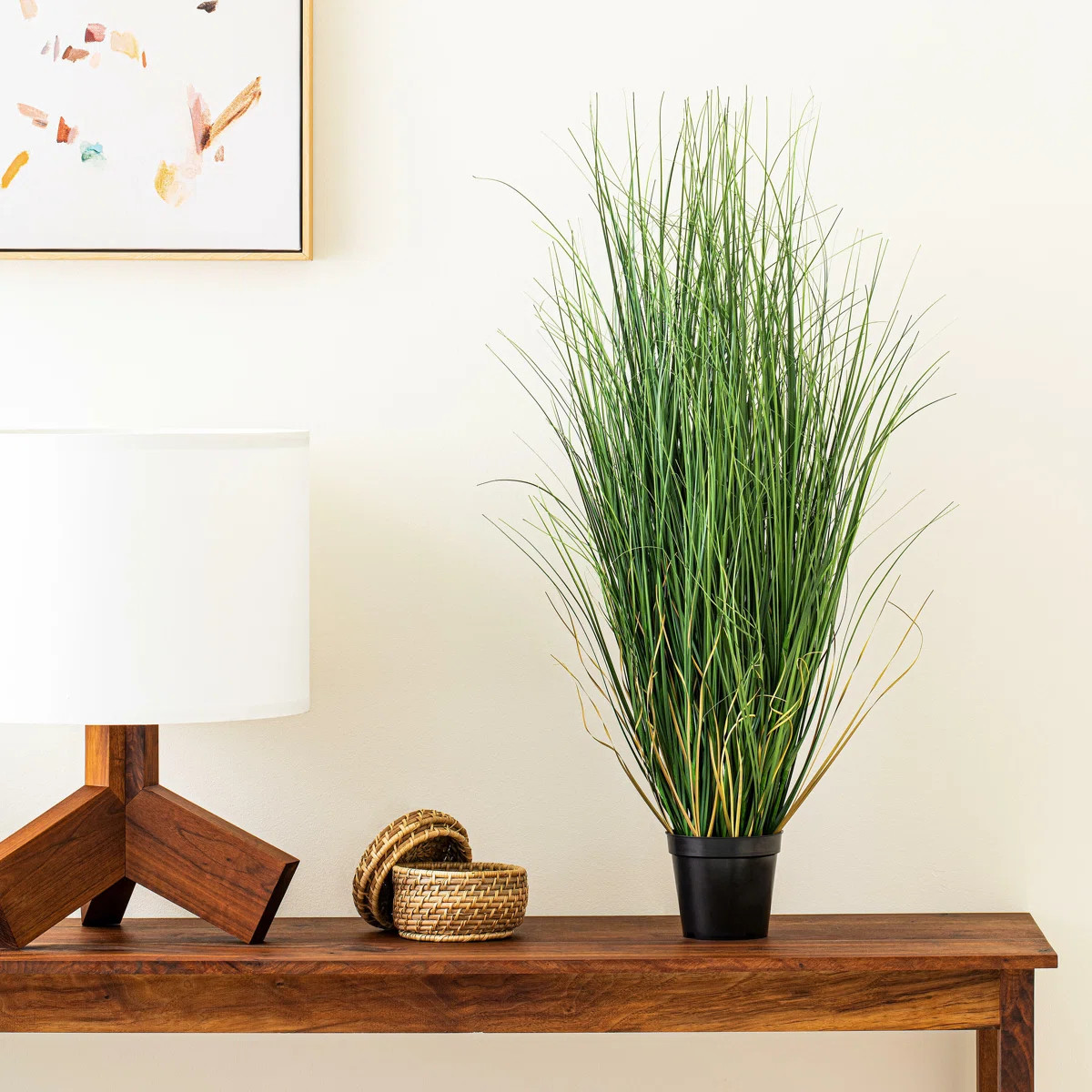 Kellan PVC Artificial Potted Green Curled Grass | Wayfair North America