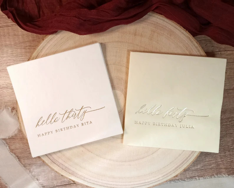 Birthday Party Napkins | 30th Birthday Party Napkins | 40th Birthday | 60th Birthday | Gold Foil ... | Etsy (US)