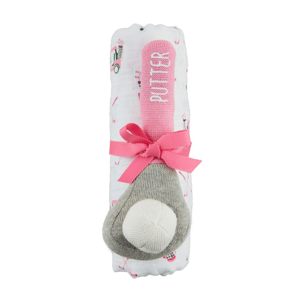 Girl Golf Swaddle And Rattle Set | Mud Pie