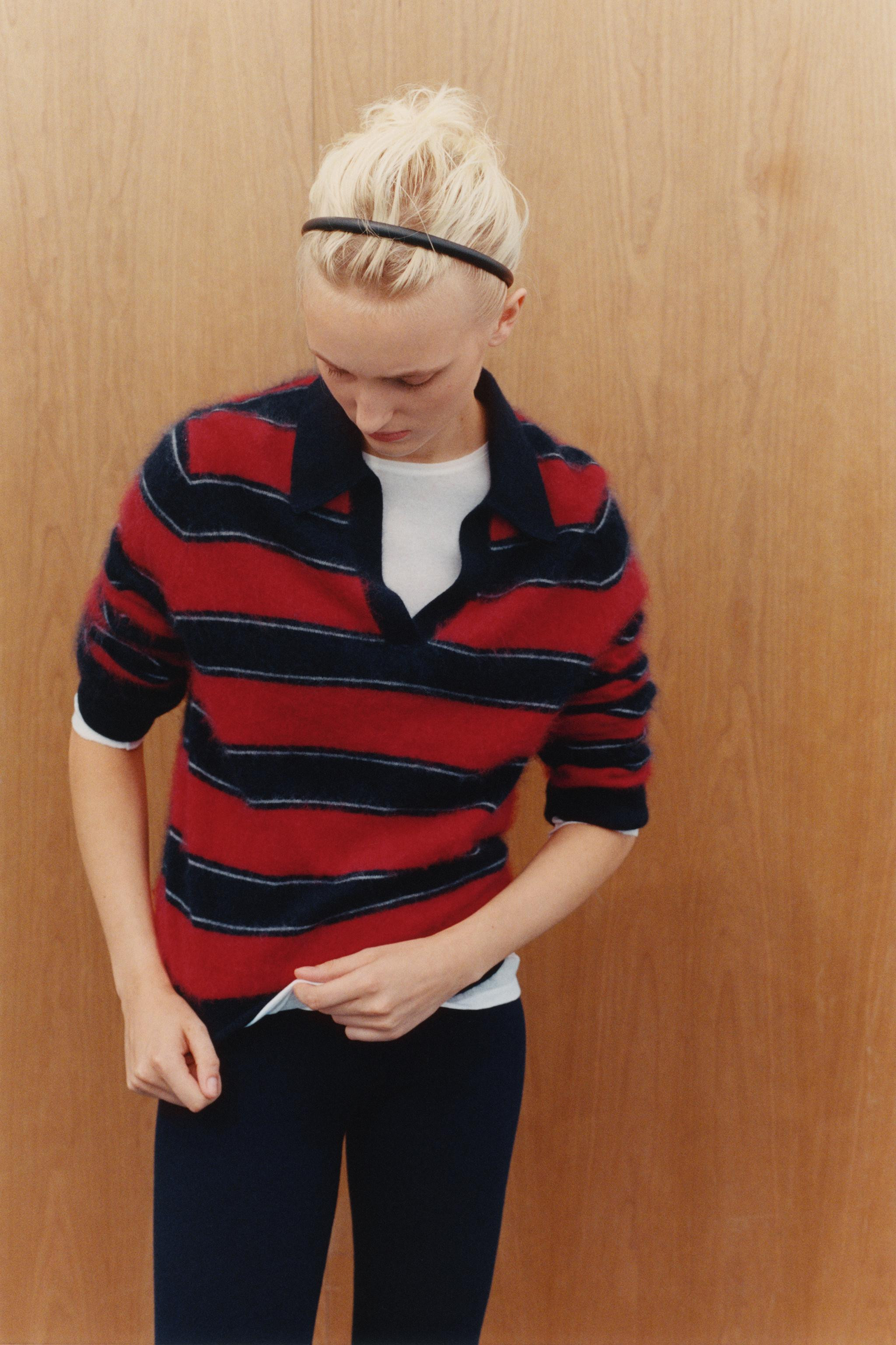 STRIPED 95% WOOL POLO COLLAR JUMPER | Zara UK
