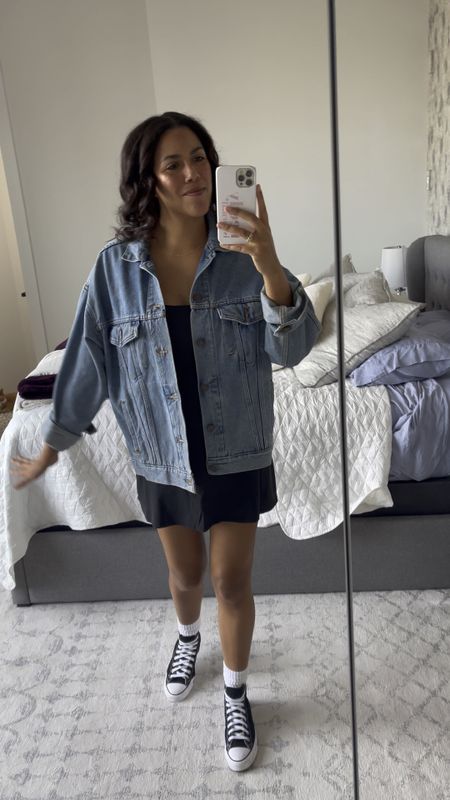 Can’t wait for an entire summer of cute and flirty date outfits! Wearing size large denim jacket (I wanted it oversized), size medium Abercrombie traveler dress, and size 10 converse Chuck Taylor’s. 

#LTKSeasonal #LTKunder100 #LTKstyletip