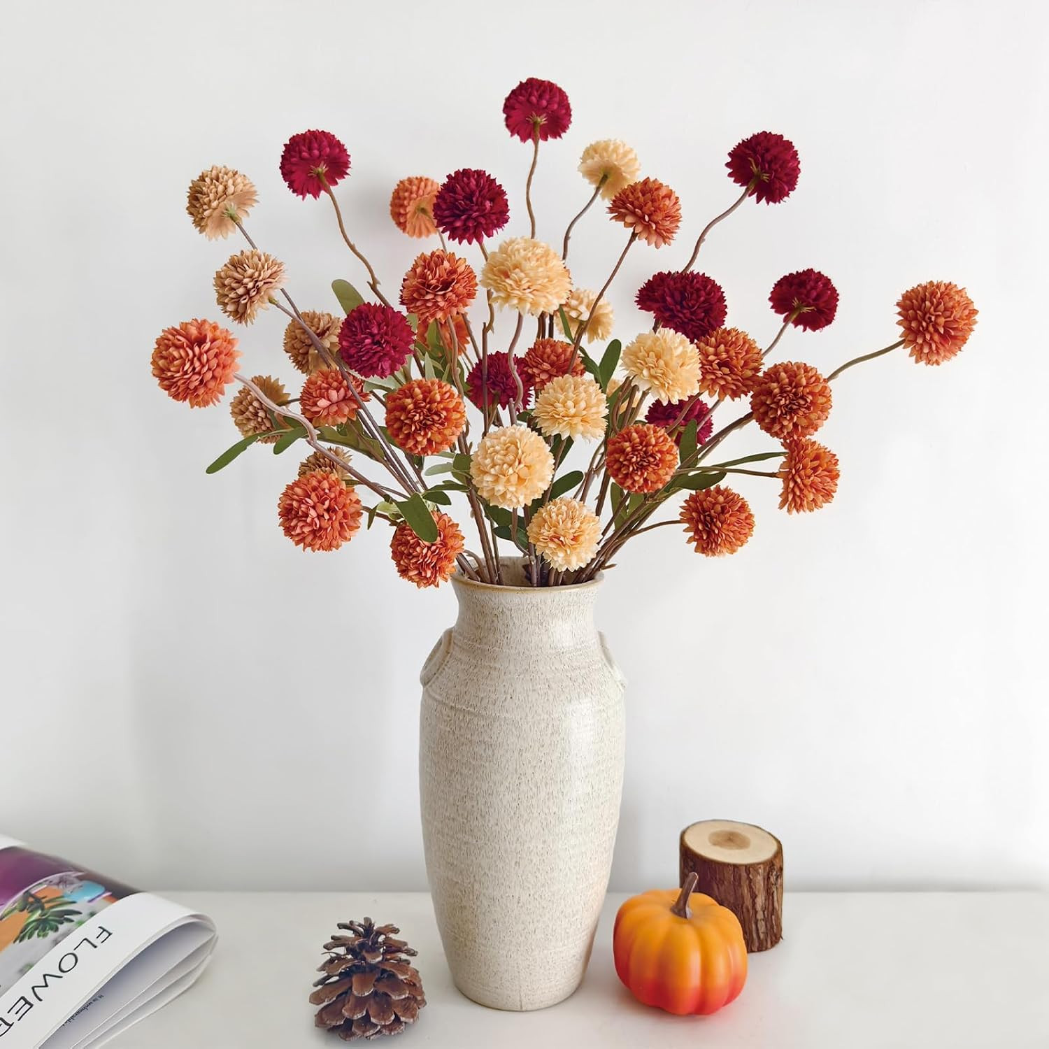 Fall Flowers Artificial for Decoration 10 Pcs Fake Mums Fall Decorations for Home, Faux Mums Arti... | Amazon (US)