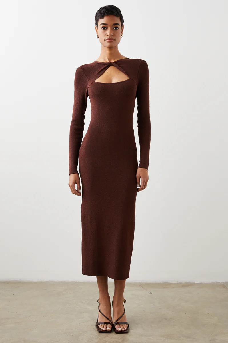 NEVE DRESS - BURGUNDY LUREX | Rails