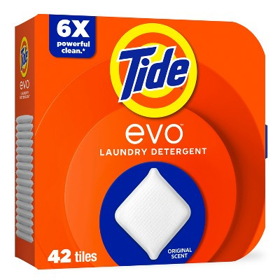 Tide EVO Original Laundry Detergent Tablets - 42ct: Box, Odor Control, Cold Water Detergent, Dye-Free | Target