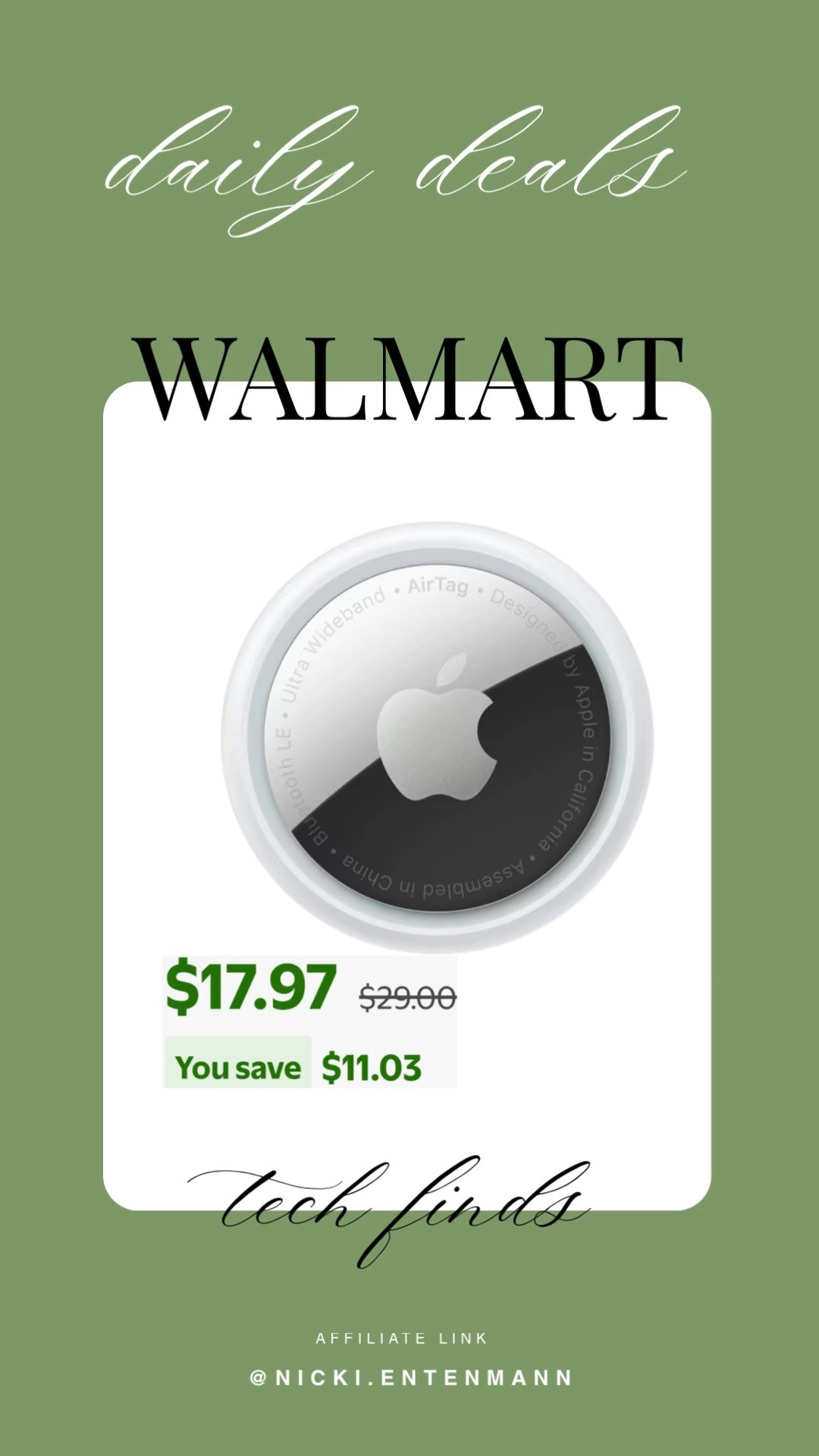 Everyday misplacements end with AirTag, compact tracker that pairs with Find My app, locates keys, bags and luggage quickly while offering simple setup and peace of mind for daily life.
#airtag #apple #findmy #itemtracker #lostandfound #luggagetracker #keyfinder #techgadgets #traveltech #smarthome
 

 #LTKCyberWeek #LTKSaleAlert #LTKTravel