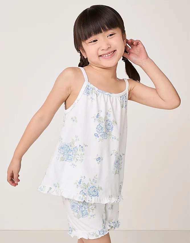 Organic Cotton Relaxed Fit Vintage Floral Frill Hem Shortie Pyjamas (1–12yrs) | The White Company UK & ROW