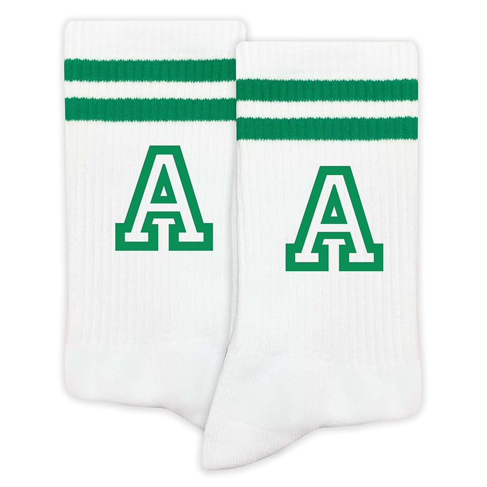 Striped Initial Socks with the Letter in Green, St. Patricks Day Socks Gifts for Family Friends, ... | Amazon (US)