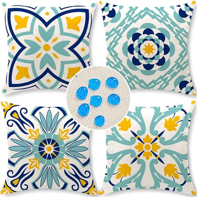 Cirzone Outdoor Cushion Throw Pillow Covers Waterproof Outdoor Pillow Covers 18x18 Inch, Set of 4... | Amazon (CA)
