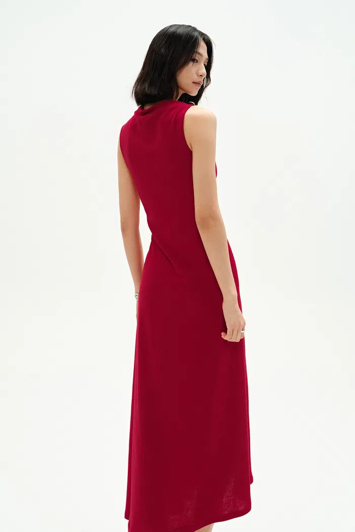 Kiki Asymmetric Knotted Sleeveless Dress in Premium Stretch Knit | Fabrique