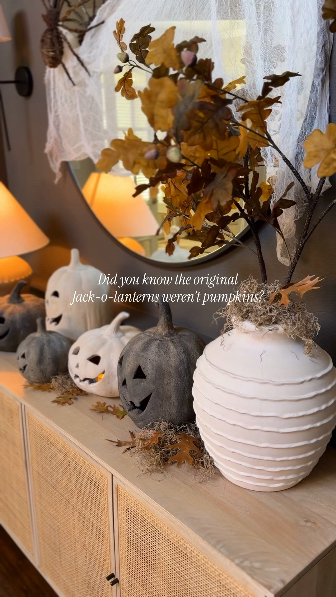 Before pumpkins became the Halloween staple we know today, people in Ireland and Scotland carved turnips and other root vegetables into lanterns. When the tradition came to America, pumpkins became the go-to because they were larger and much easier to carve. I personally love these I can reuse every year! 🤭

#halloweenentryway #falldecor #octoberdecor #halloweendecor #entrywaydecor

#LTKHome