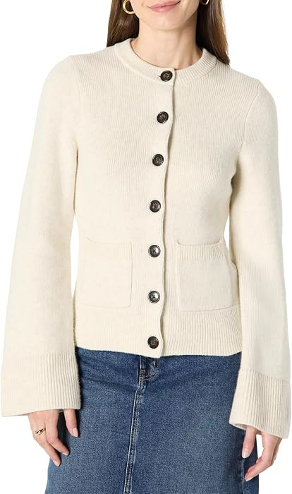 Amazon Essentials Women's Regular-Fit Long-Sleeve Cardigan with Bell Sleeves and Shaped Waist | Amazon (US)