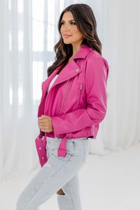 Meet Me There Pink Faux Leather Moto Jacket | Pink Lily