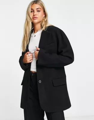 Weekday Luciana wool mix blazer coat in black | ASOS (Global)