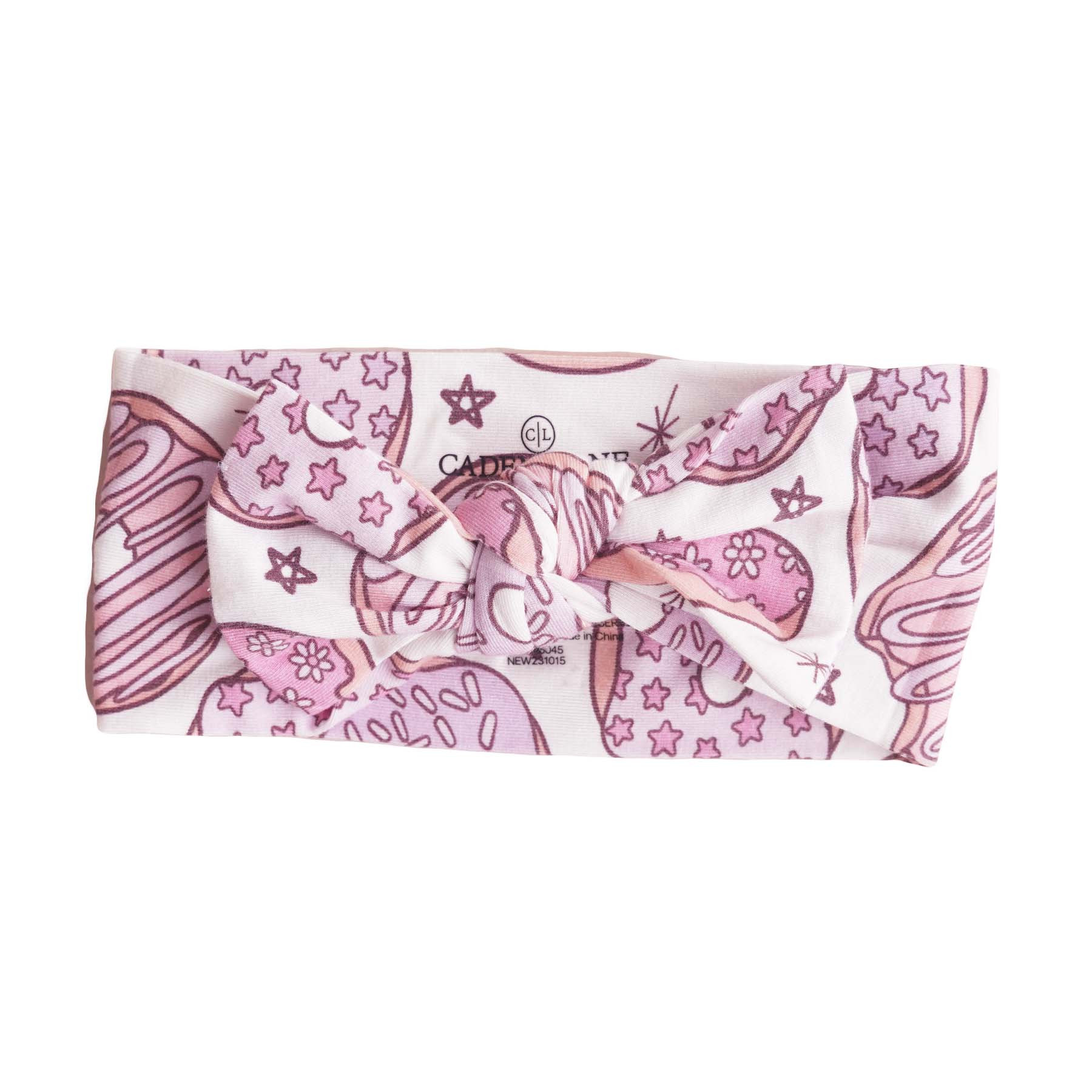 Donut Shop Knit Large Bow Headwrap | Pink | Caden Lane