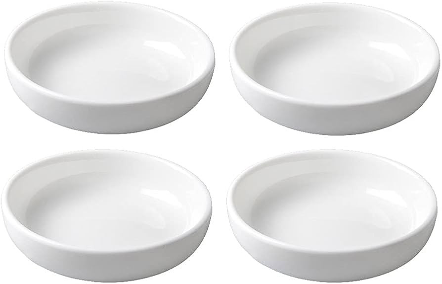 4pcs White Ceramic Seasoning Dishes Dipping Bowls Appetizer Plates,3.8 inch | Amazon (US)