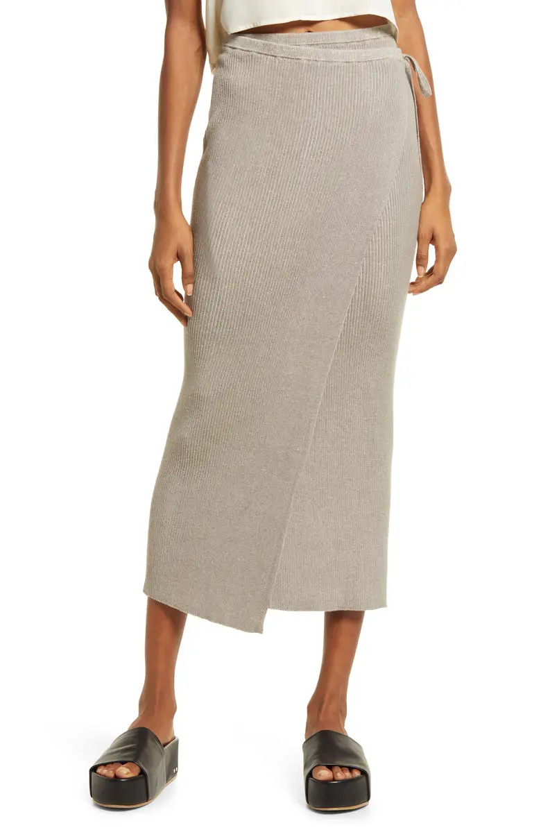Free People Borderline Knit Wrap Midi Skirt | Nordstrom | Nordstrom