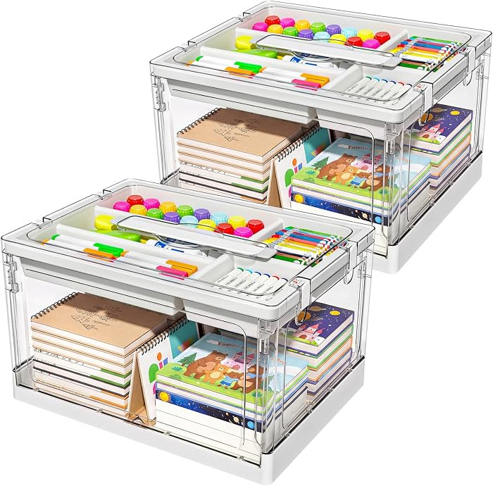 24QT 2Packs Clear Craft Organizers and Storage with Trays | Amazon (US)