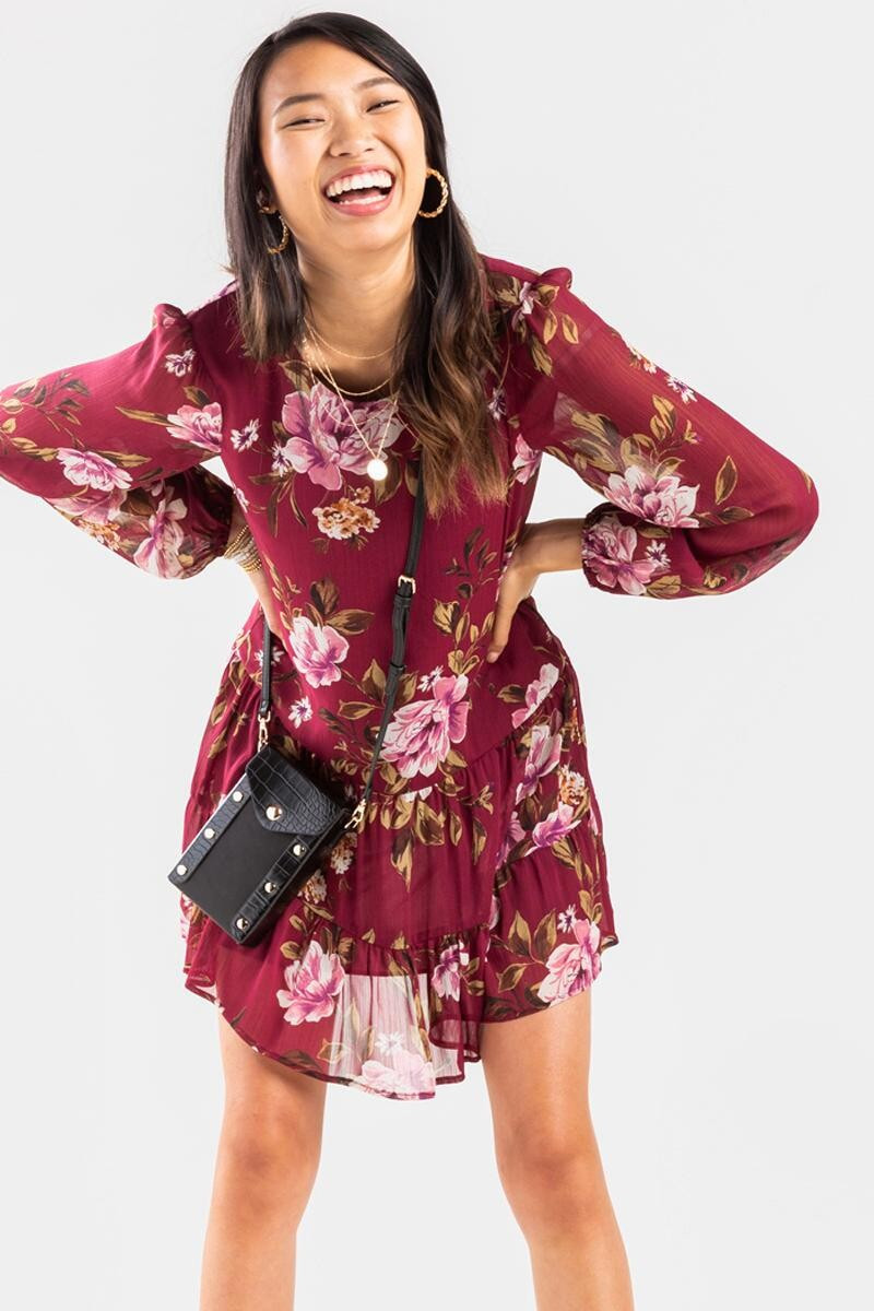 Elexa Floral Ruffle Mini Dress | Francesca’s Collections