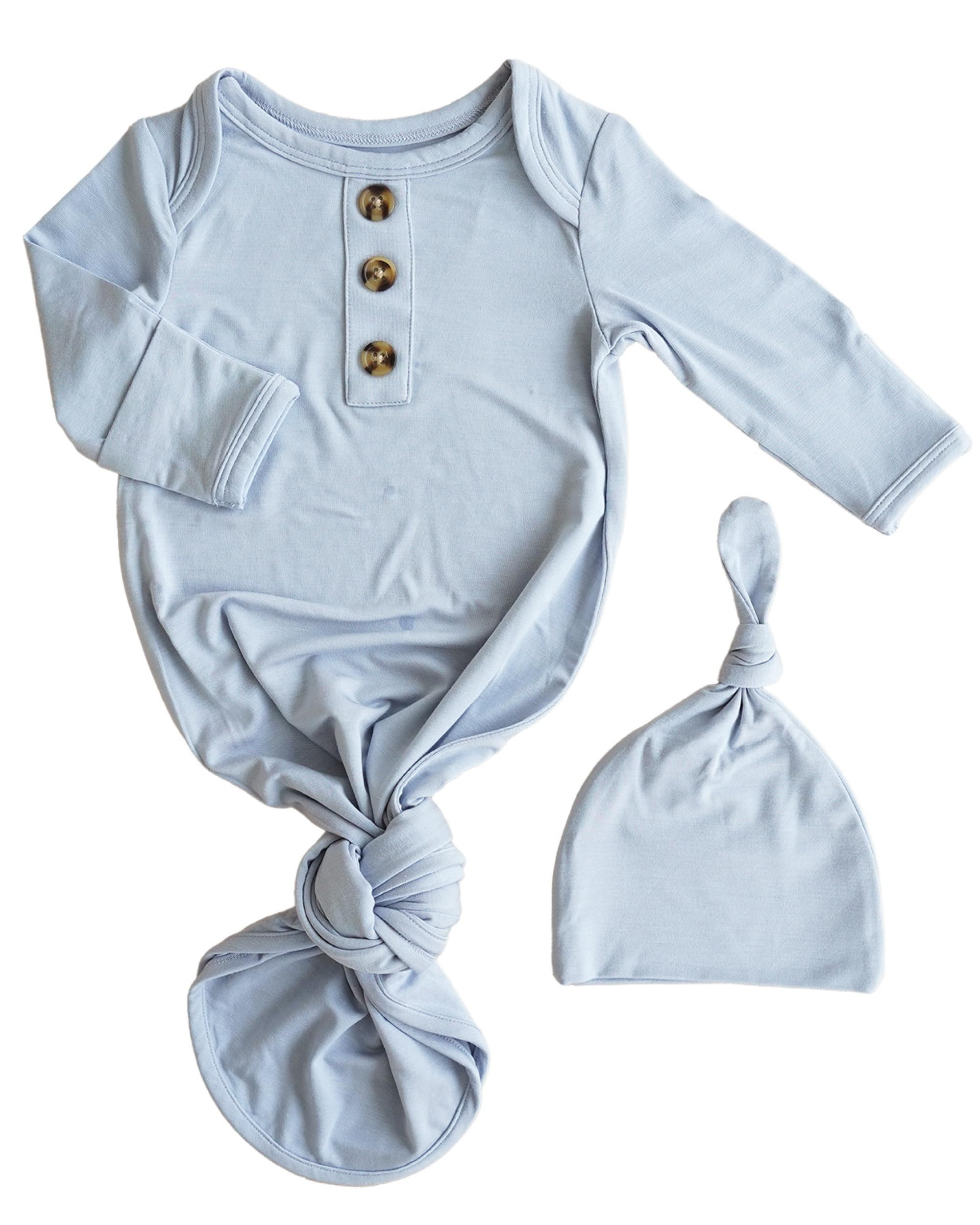 Caden Lane Newborn Knotted Gown with Hat, Soft Bamboo Viscose Baby Sleep Sack, Unisex Infant Nigh... | Amazon (US)