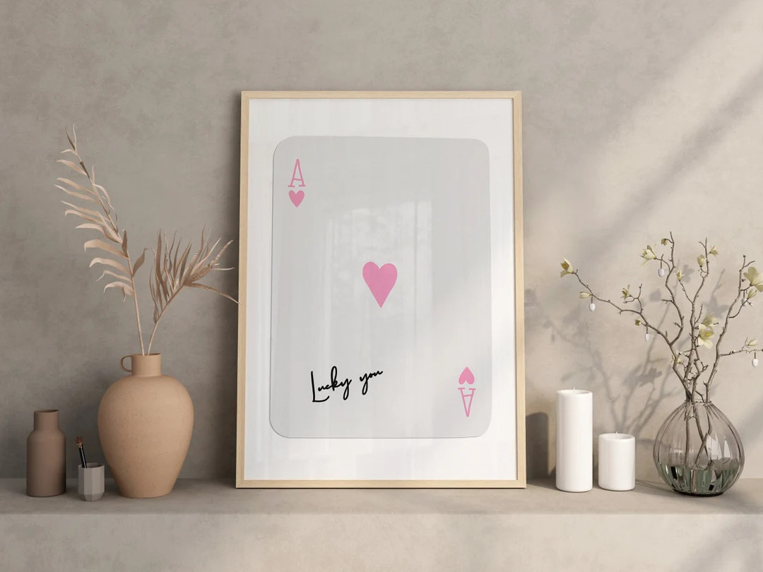 Trendy Ace of Hearts Print, Lucky You Poster, Trendy Retro Wall Art, Retro Trendy Aesthetic Print... | Etsy (US)