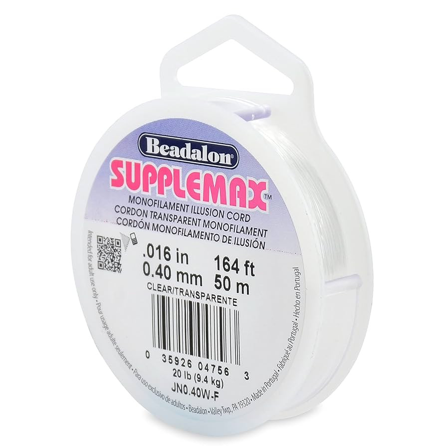 Beadalon SuppleMax Illusion Beading Cord, 0.40 mm / 0.016 in, Clear Monofilament, 50 m / 164 ft | Amazon (US)